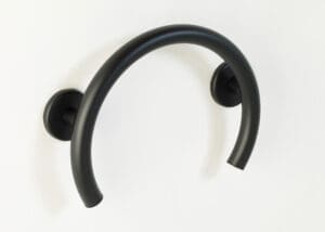 Matte black shower valve ring grab bar