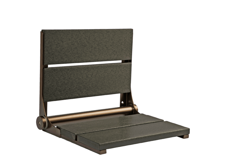 18" Black Bilanx shower seat with bronze frame Health At Home Inc.