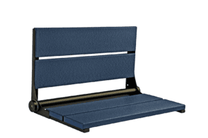 26" Patriot Blue Bilanx shower seat with matte black frame