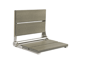 18" Gray Bilanx shower seat with polished frame