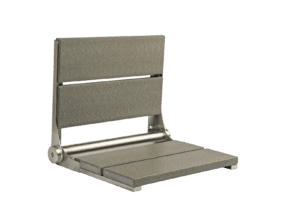 18" Gray Bilanx shower seat with brushed frame