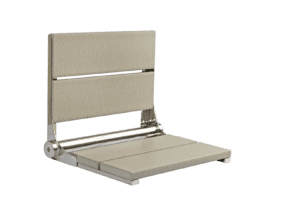 18" Light Gray Bilanx shower seat with polished frame