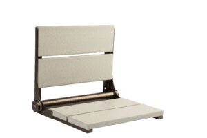 18" Light Gray Bilanx shower seat with bronze frame